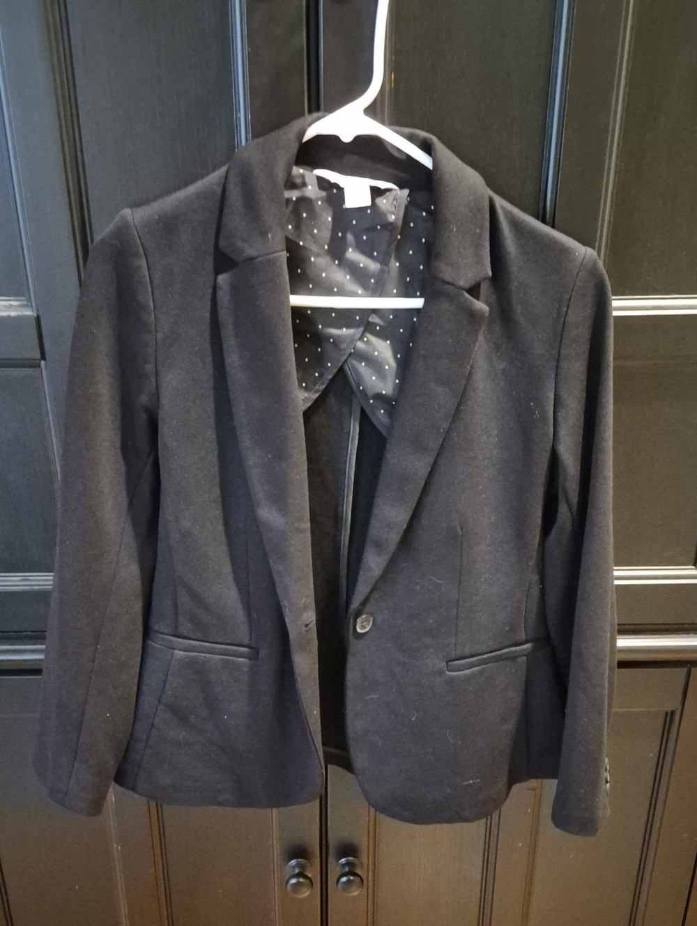 Old Navy Black Women's Blazer with Polka Dot Lining